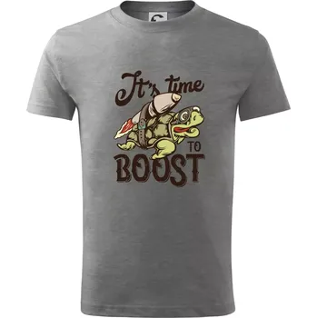 Its time to boost turtle - Tričko dětské bavlněné - 98 cm / 2 roky ( Tmavě šedý melír )