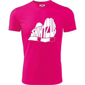 Shih-tzu - nápis v těle - Dětské triko sportovní (dresovina) - 146 cm/10 let ( Neon Pink )