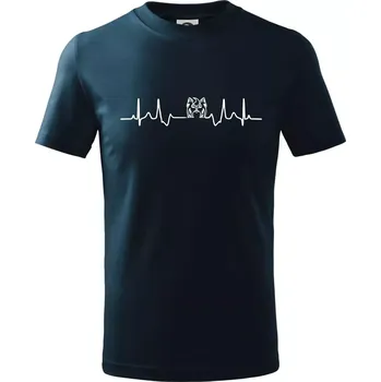 Chlapecké tričko Shih-tzu ekg hlava - Tričko dětské bavlněné - 98 cm / 2 roky ( Námořní modrá (velmi tmavá - téměř černá) )