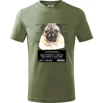 Lump a darebák mopsík - Tričko dětské bavlněné - 98 cm / 2 roky ( Khaki )