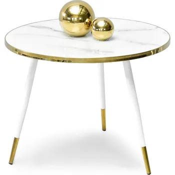 Konferenční stolek Mebel Partner Zoya Xl (bílý mramor + zlatá)