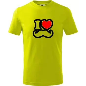 Chlapecké tričko i love mustache - obrys - Tričko dětské bavlněné - 98 cm / 2 roky ( Limetková )