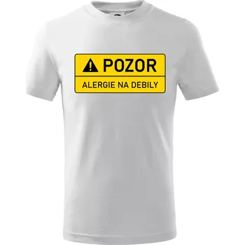 Chlapecké tričko Pozor alergie na debily - Tričko dětské bavlněné - 98 cm / 2 roky ( Bílá )