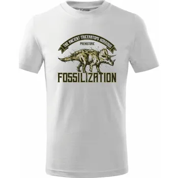 Chlapecké tričko Triceratops fossil - Tričko dětské bavlněné - 98 cm / 2 roky ( Bílá )