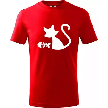 Chlapecké tričko Ryba vs kočka - Tričko dětské bavlněné - 98 cm / 2 roky ( Červená )