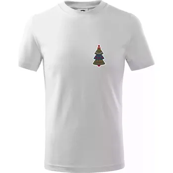 Chlapecké tričko Folklor na prsu vánoční stromek - Tričko dětské bavlněné - 98 cm / 2 roky ( Bílá )