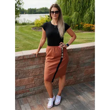 Dámská sukně Dámská sukně KIXMI SIBILA HNĚDÁ/KRÉMOVÁ XXL