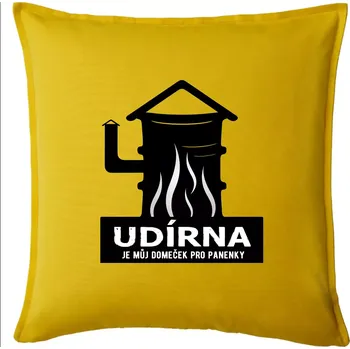 Polštář Udírna je můj domeček pro panenky - Polštář 50x50 - 50x50 - Pouze potah ( Žlutá )