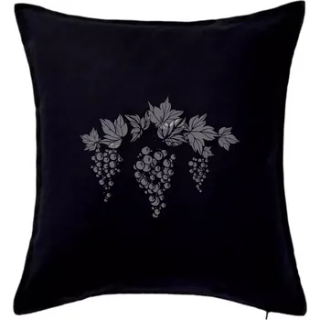 Polštář Vinné hrozny šedé - Polštář 50x50 - 50x50 - Pouze potah ( Černá )