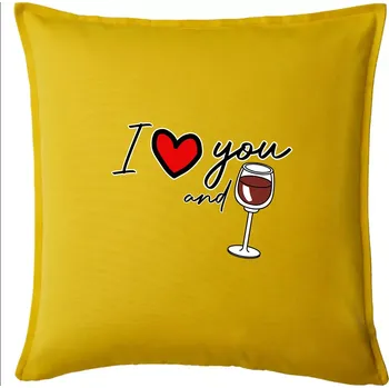 Polštář I love you and red wine - Polštář 50x50 - 50x50 - Pouze potah ( Žlutá )