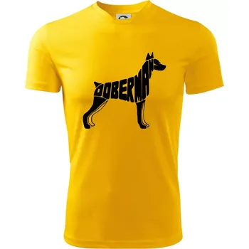 Dobrmans - nápis v tělě - Dětské triko sportovní (dresovina) - 134 cm/8 let ( Žlutá )