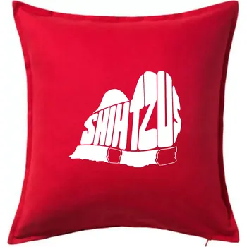 Polštář Shih-tzu - nápis v těle - Polštář 50x50 - 50x50 - Včetně výplně ( Červená )