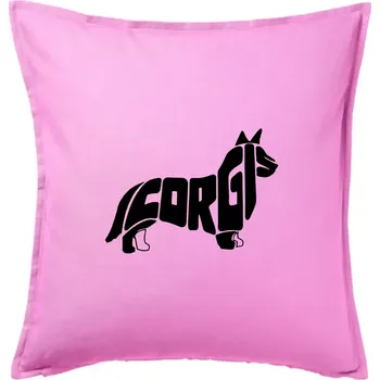 Polštář Corgi - nápis v těle - Polštář 50x50 - 50x50 - Pouze potah ( Růžová )