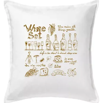 Polštář Víno vše pohromadě - Polštář 50x50 - 50x50 - Pouze potah ( Bílá )