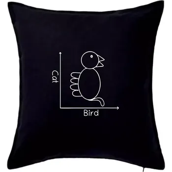 Polštář Cat bird diagram - Polštář 50x50 - 50x50 - Pouze potah ( Černá )