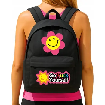 Školní batoh ŠKOLNÍ BATOH Černý GO FUCK YOURSELF Studentský Prostorný Do Školy VIRAL