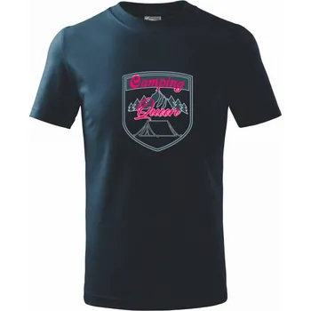 Chlapecké tričko Camping Queen - stan - Tričko dětské bavlněné - 98 cm / 2 roky ( Námořní modrá (velmi tmavá - téměř černá) )