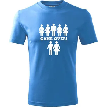 Chlapecké tričko Game over svatba - Tričko dětské bavlněné - 98 cm / 2 roky ( Azurově modrá )