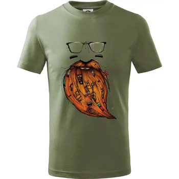 Chlapecké oblečení Mustache music - Tričko dětské bavlněné - 98 cm / 2 roky ( Khaki )