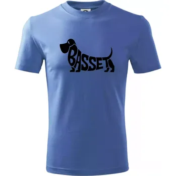 Basset nápis v těle - Tričko dětské bavlněné - 98 cm / 2 roky ( Azurově modrá )