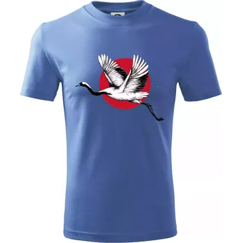 Japan culture - čáp - Tričko dětské bavlněné - 98 cm / 2 roky ( Azurově modrá )