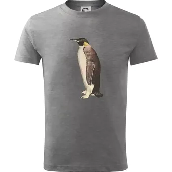 Chlapecké tričko Tučňák kreslený vodovými barvami - Tričko dětské bavlněné - 98 cm / 2 roky ( Tmavě šedý melír )