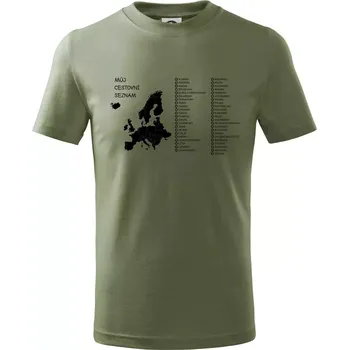 Chlapecké oblečení Můj cestovní seznam - Evropa - Tričko dětské bavlněné - 98 cm / 2 roky ( Khaki )