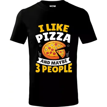 Chlapecké tričko I like pizza and maybe 3 people - Tričko dětské bavlněné - 98 cm / 2 roky ( Černá )