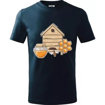 Chlapecké tričko Včelí úly - Tričko dětské bavlněné - 98 cm / 2 roky ( Námořní modrá (velmi tmavá - téměř černá) )