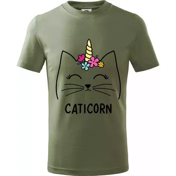 Caticorn - Tričko dětské bavlněné - 98 cm / 2 roky ( Khaki )