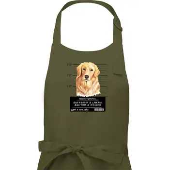 Kuchyňská zástěra Lump a darebák zlatý retrívr - Dámská zástěra na vaření - Univerzální velikost ( Khaki )