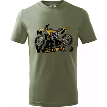Motocross my world - Tričko dětské bavlněné - 98 cm / 2 roky ( Khaki )