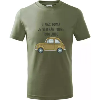 U nás doma je veterán pouze toto auto zelené - Tričko dětské bavlněné - 98 cm / 2 roky ( Khaki )