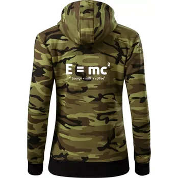 Dámská mikina e = mc2 - coffee milk - Dámská mikina trendy zipper s kapucí - 2XL ( Zelený maskáč )