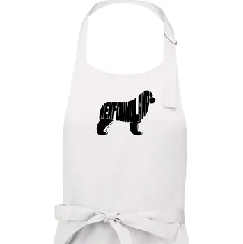 Kuchyňská zástěra Novofundlandský pes - nápis v tělě - Pánská zástěra na vaření - Univerzální velikost ( Bílá )