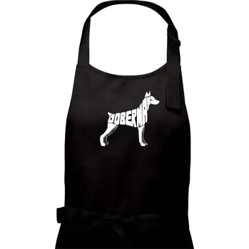 Kuchyňská zástěra Dobrmans - nápis v tělě - Pánská zástěra na vaření - Univerzální velikost ( Černá )