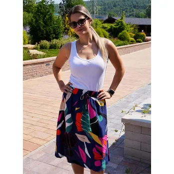 Dámská sukně Dámská sukně KIXMI STACY TMAVĚ MODRÁ SE VZOREM S