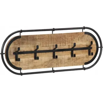 Věšák Nástěnný věšák na kabáty, s 5 háčky, masivní mangové dřevo