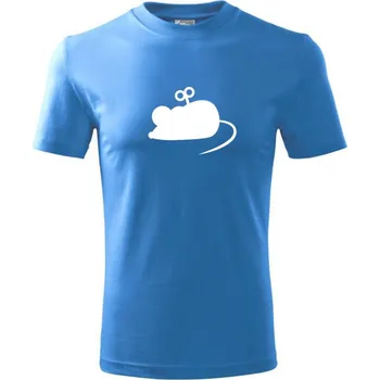 Myš na klíček - Tričko dětské bavlněné - 98 cm / 2 roky ( Azurově modrá )