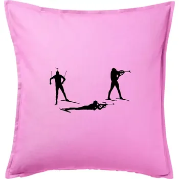 Polštář Biatlonista závod ON - Polštář 50x50 - 50x50 - Pouze potah ( Růžová )