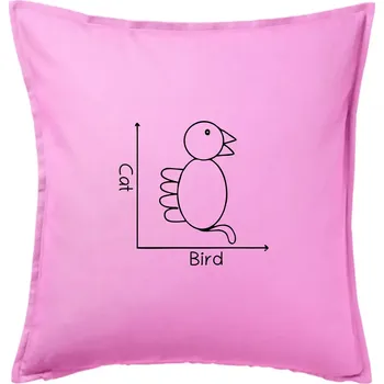 Polštář Cat bird diagram - Polštář 50x50 - 50x50 - Pouze potah ( Růžová )