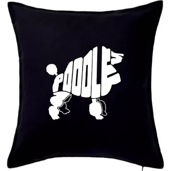 Polštář Pudl - nápis v těle - Polštář 50x50 - 50x50 - Pouze potah ( Černá )