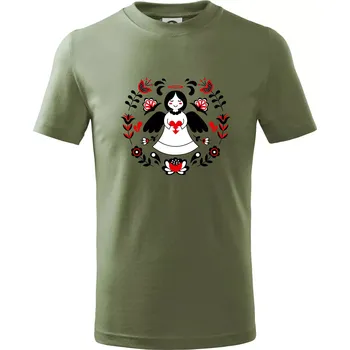 Folklor - Andělíček - Tričko dětské bavlněné - 134 cm/8 let ( Khaki )