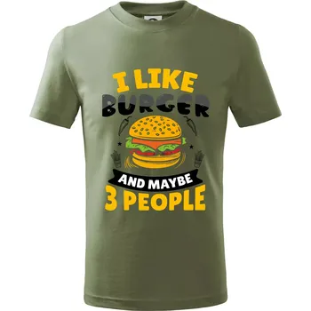 I like burger and maybe 3 people - Tričko dětské bavlněné - 134 cm/8 let ( Khaki )