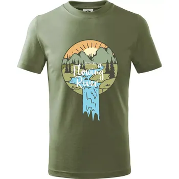 Life is like a Flowing river - Tričko dětské bavlněné - 98 cm / 2 roky ( Khaki )