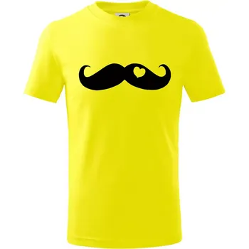 Mustache love - Tričko dětské bavlněné - 98 cm / 2 roky ( Citrónová )
