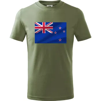 Chlapecké oblečení Nový Zéland Vlajka obdélník - Tričko dětské bavlněné - 98 cm / 2 roky ( Khaki )
