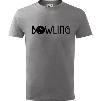 Bowling nápis - Tričko dětské bavlněné - 98 cm / 2 roky ( Tmavě šedý melír )