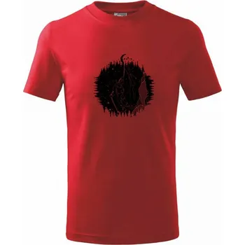 Turista v noční krajině - Tričko dětské bavlněné - 98 cm / 2 roky ( Červená )