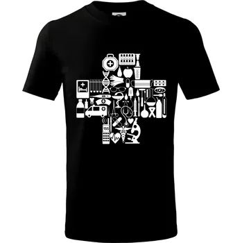 Zdravotní kříž věci - Tričko dětské bavlněné - 98 cm / 2 roky ( Černá )